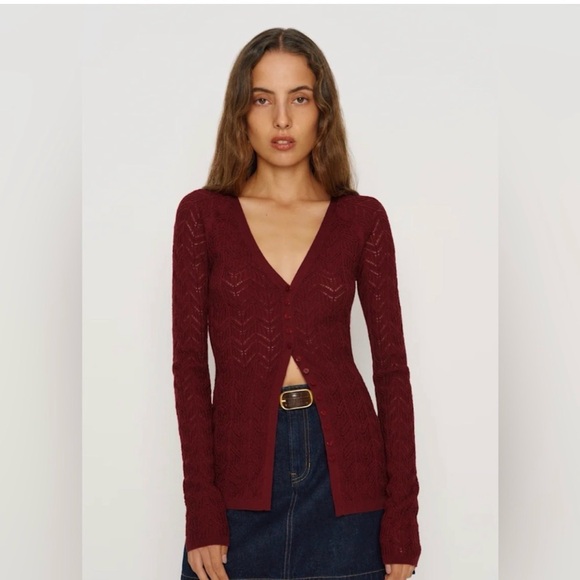 Reformation Sweaters - Reformation Sutton Regenerative Merino Open Knit Sweater in Chianti